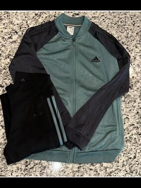 Womens adidas  Teal-Green and Black Track Suit (Set)